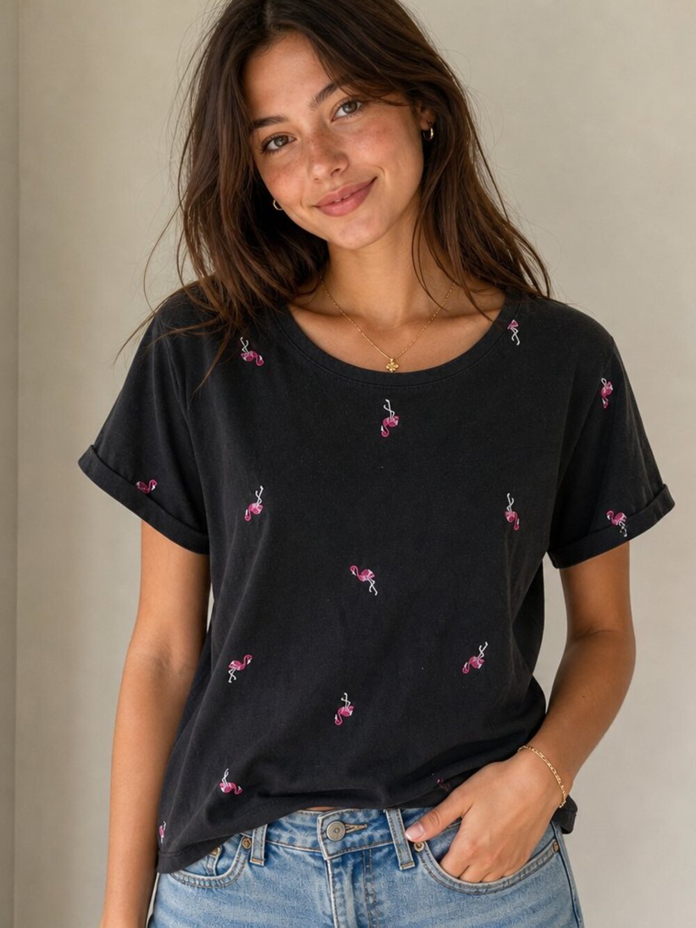 Vintage America Flamingo Tee - Black Size L